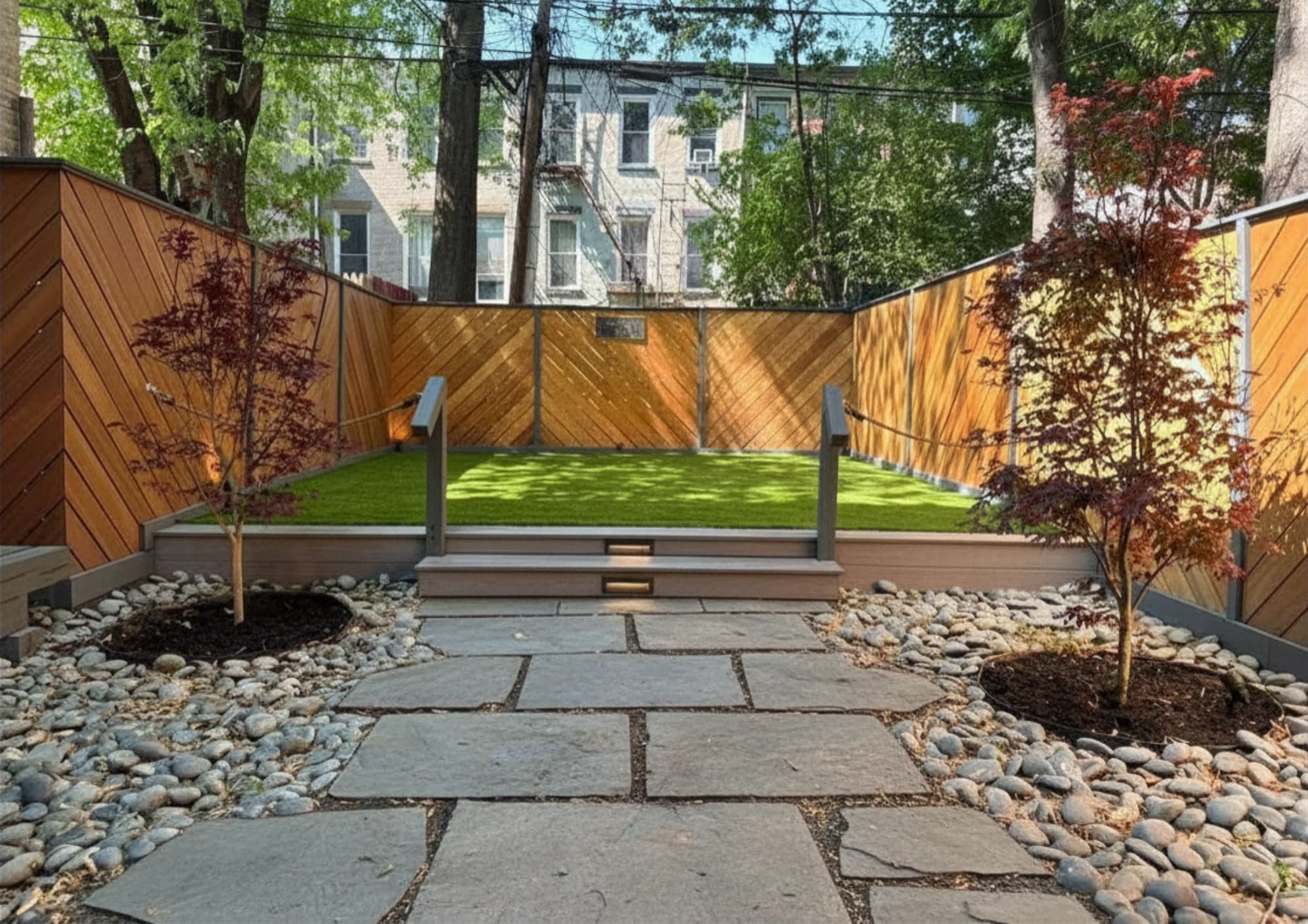 Flagstone Patio & Slat Fence