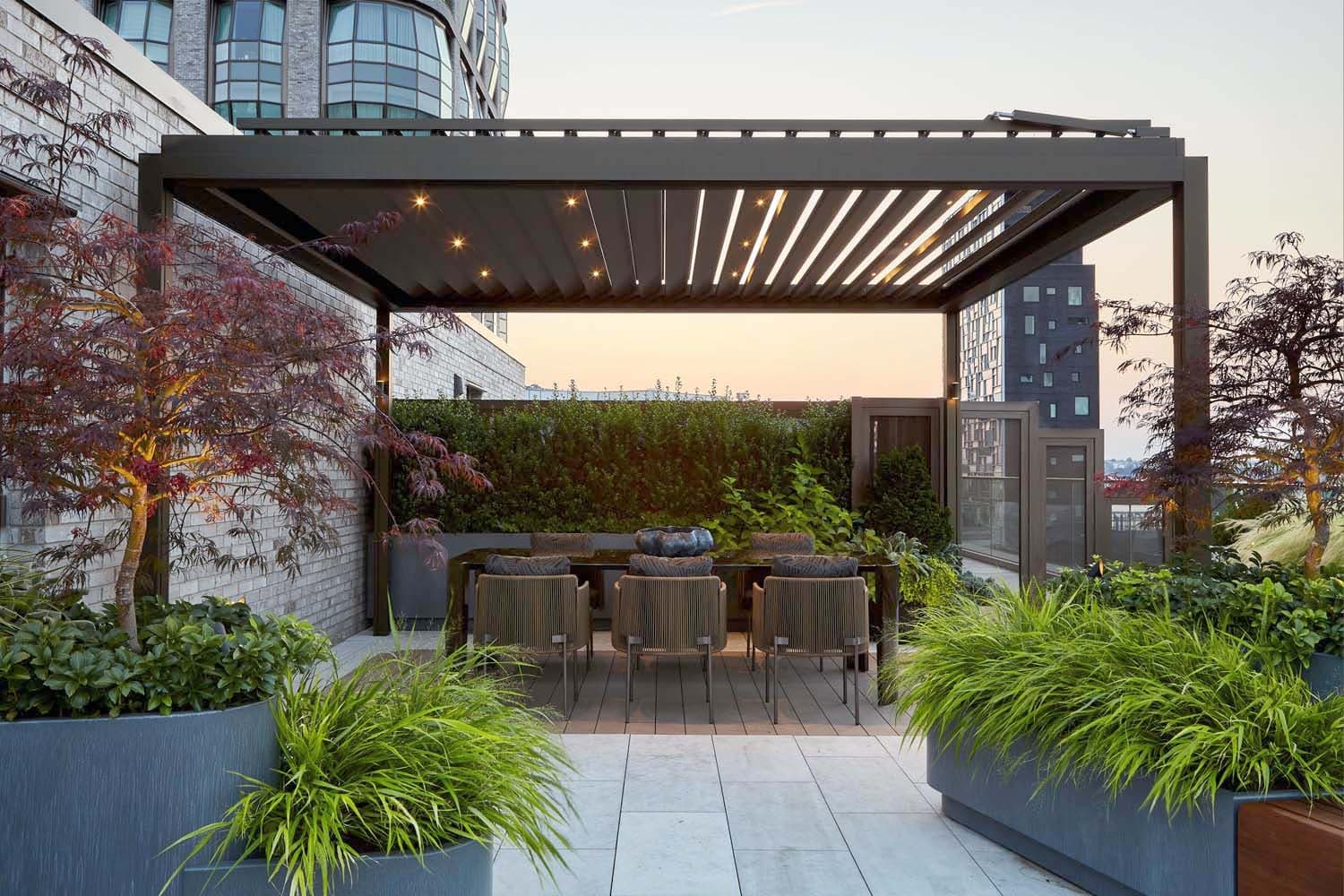 Steel Pergola at Sunset